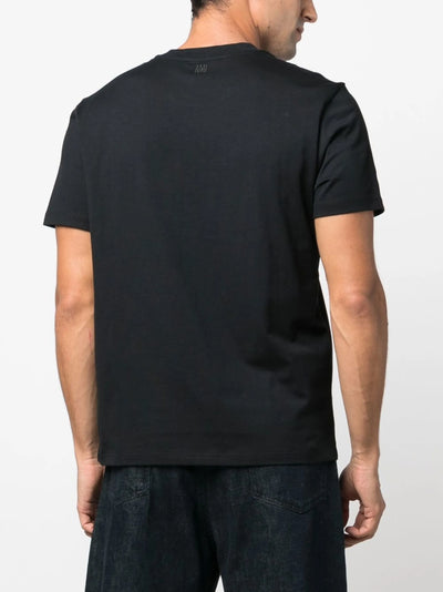 Ami Paris – T-Shirt „Ami De Coeur“ in Rot mit aufgesticktem Logo in Schwarz