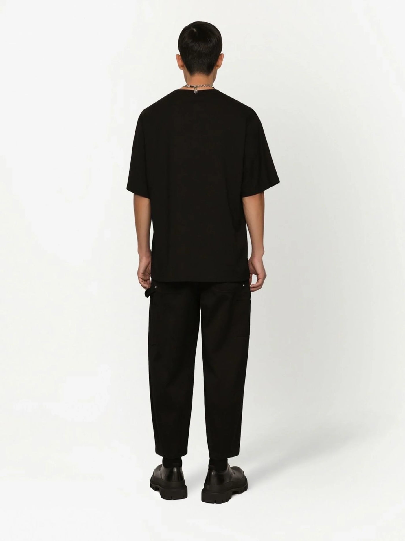 Dolce &amp; Gabbana – Schwarzes T-Shirt mit seitlichem Logodruck