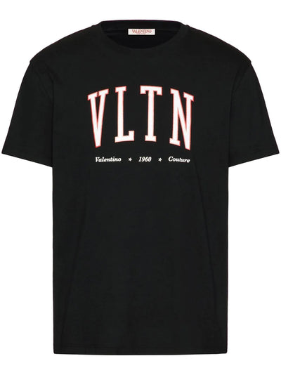 Valentino – Schwarzes T-Shirt mit College-Logo im VLTN-Print
