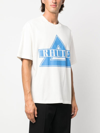 Rhude – Blauer Dreieck-Logodruck in Weiß 