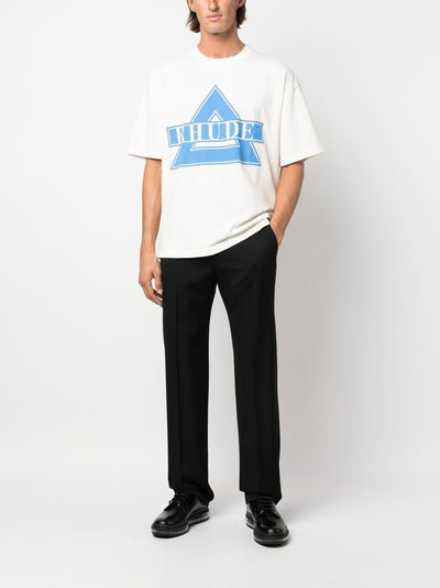Rhude – Blauer Dreieck-Logodruck in Weiß 
