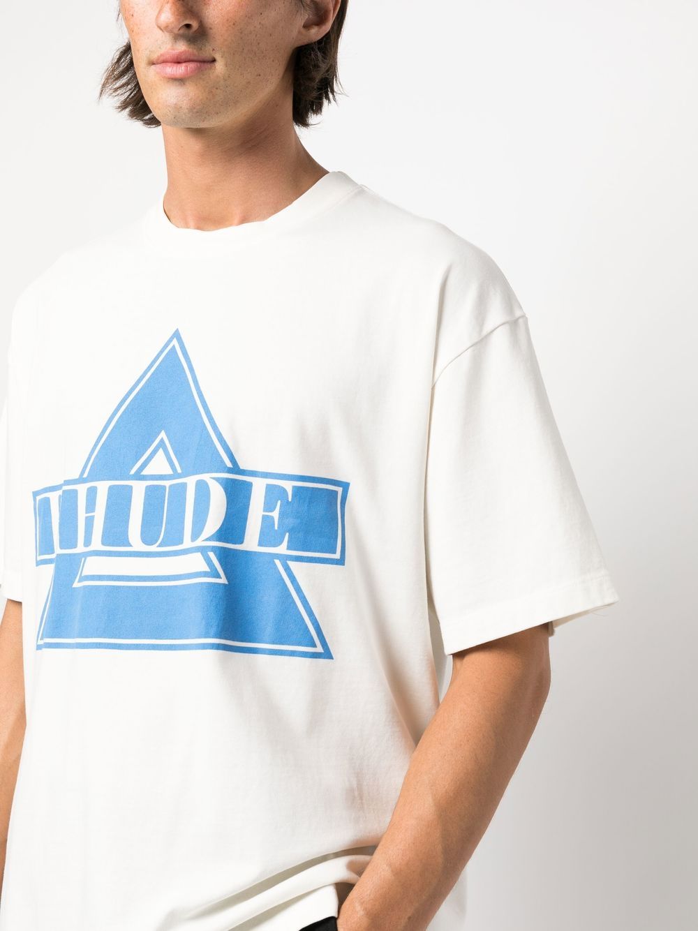 Rhude – Blauer Dreieck-Logodruck in Weiß 
