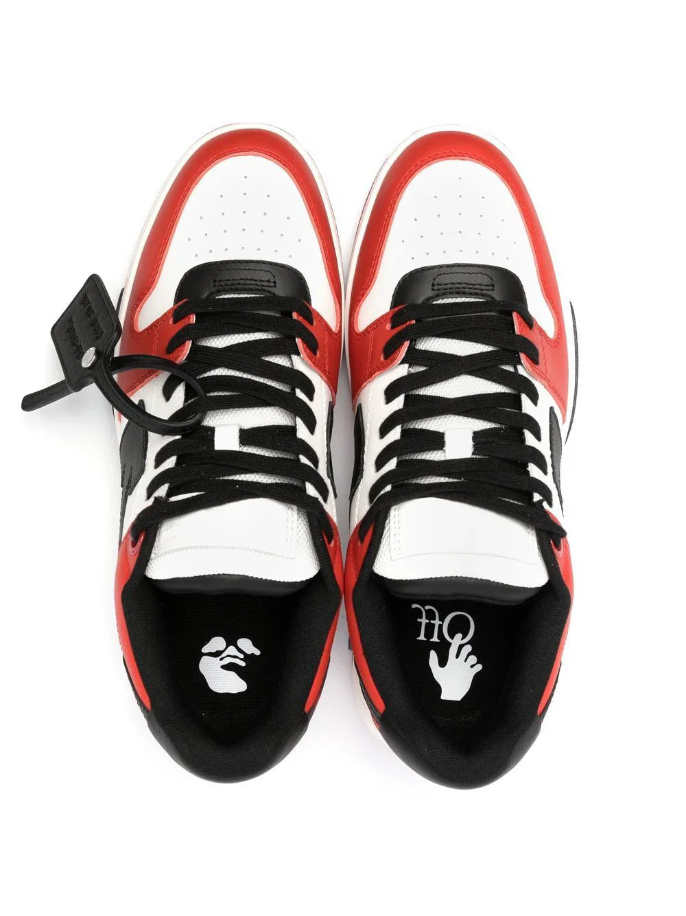 Off-White – Out of Office – Niedrige Ledersneaker in Rot/Schwarz 