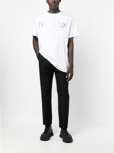 Alexander McQueen – Weißes T-Shirt mit Spray Crush-Logoprint