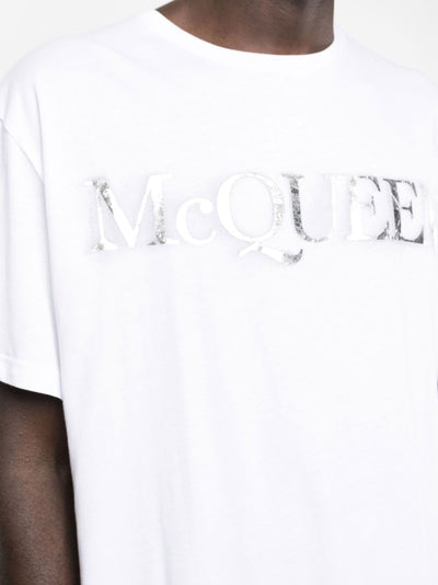 Alexander McQueen – Weißes T-Shirt mit Spray Crush-Logoprint