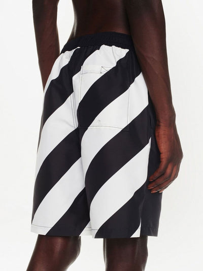 Off-White – Diag Surfer-Badeshorts in Schwarz