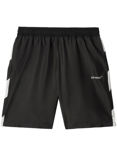 Off-White – Diag Surfer-Badeshorts in Schwarz