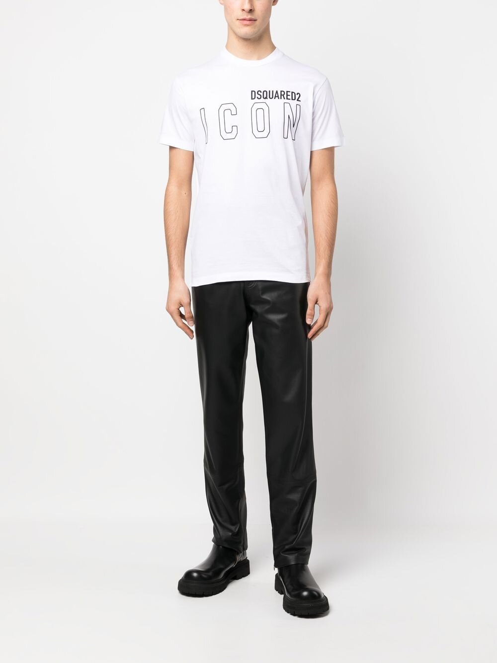Dsquared2 – Weißes T-Shirt mit Icon-Umriss