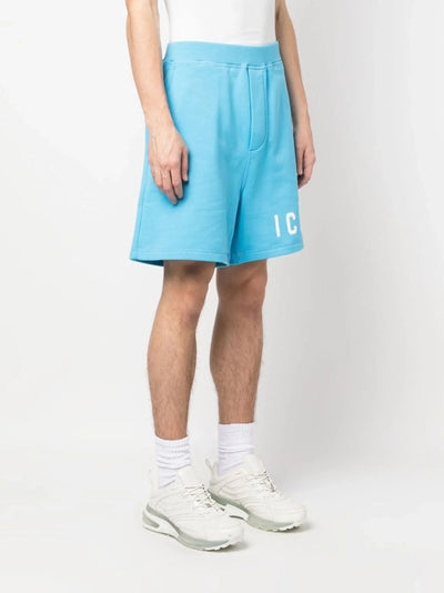 Dsquared2 – Blaue Baumwollshorts mit Icon-Logo-Print