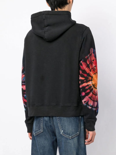 Amiri – Gepunkteter Kapuzenpullover mit Batikmuster in Schwarz