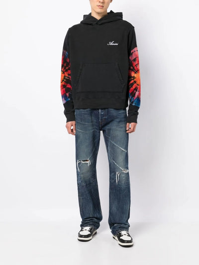Amiri – Gepunkteter Kapuzenpullover mit Batikmuster in Schwarz