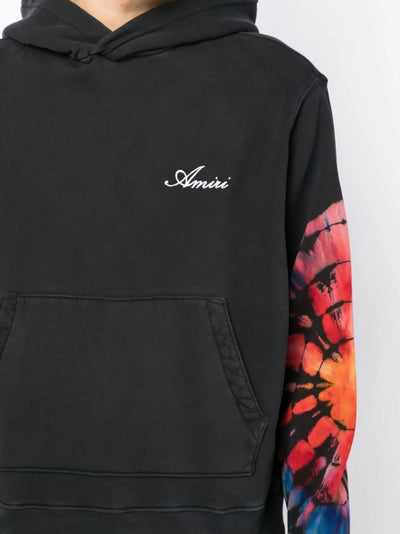 Amiri – Gepunkteter Kapuzenpullover mit Batikmuster in Schwarz