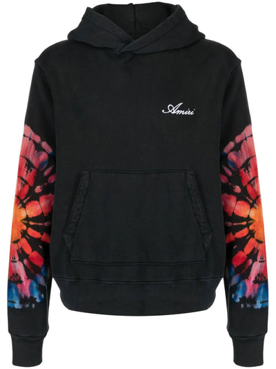 Amiri – Gepunkteter Kapuzenpullover mit Batikmuster in Schwarz