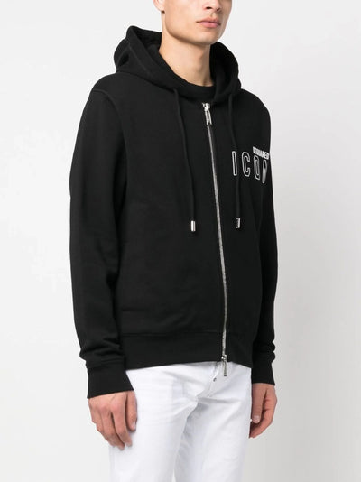 Dsquared2 – Schwarze Kapuzenjacke mit Reißverschluss und Icon-Logo