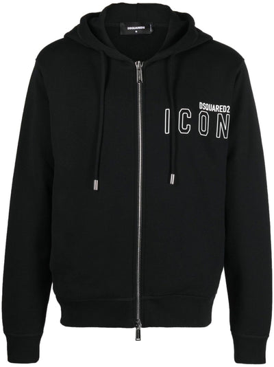 Dsquared2 – Schwarze Kapuzenjacke mit Reißverschluss und Icon-Logo