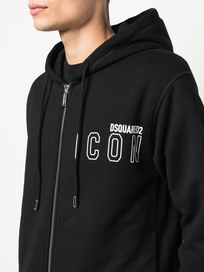 Dsquared2 – Schwarze Kapuzenjacke mit Reißverschluss und Icon-Logo