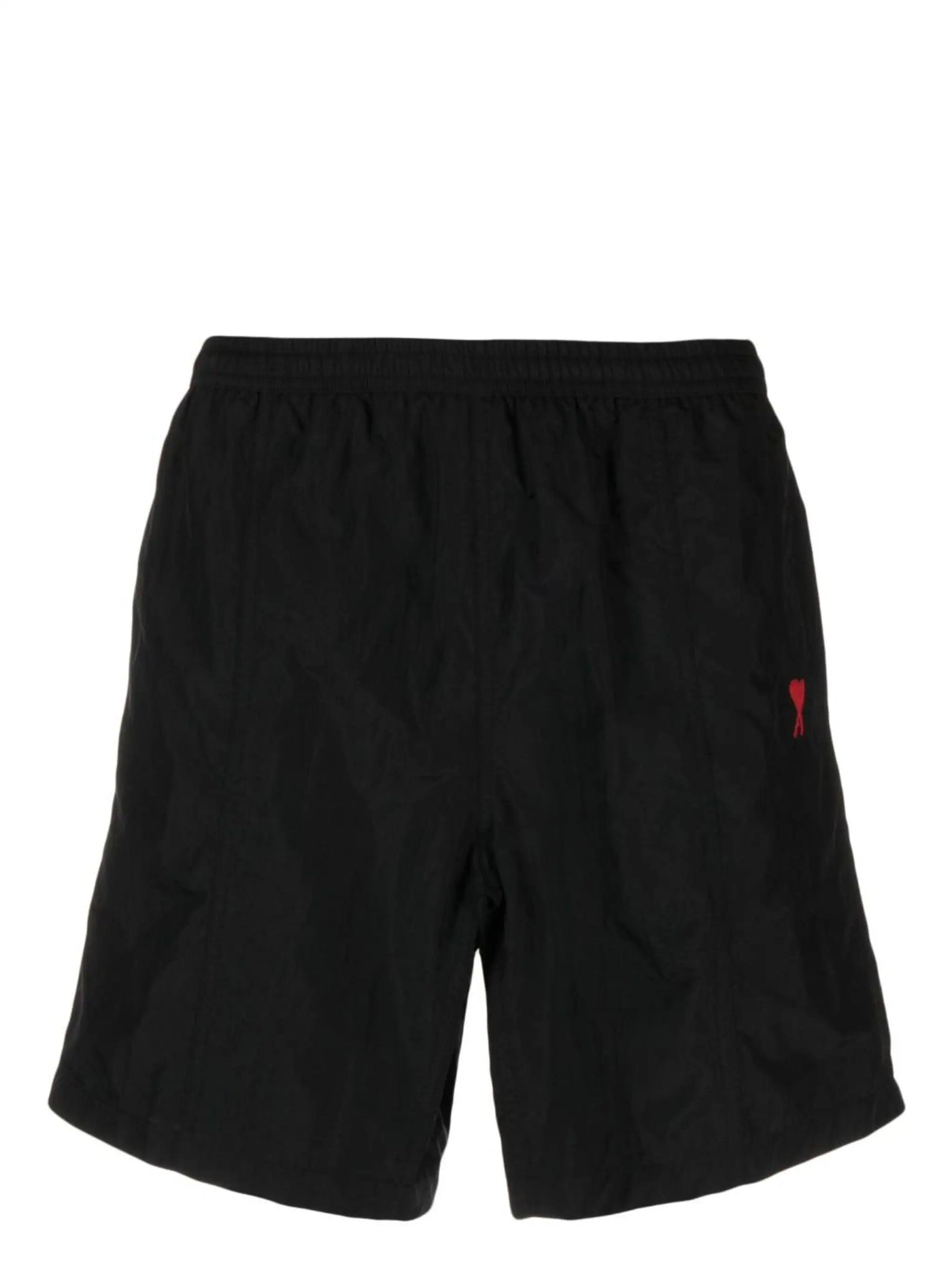 AMI PARIS – Badeshorts mit gesticktem Logo in Schwarz