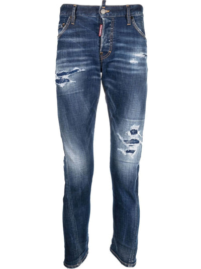 Dsquared2 1964 Patch Distressed Slim Jeans Blau