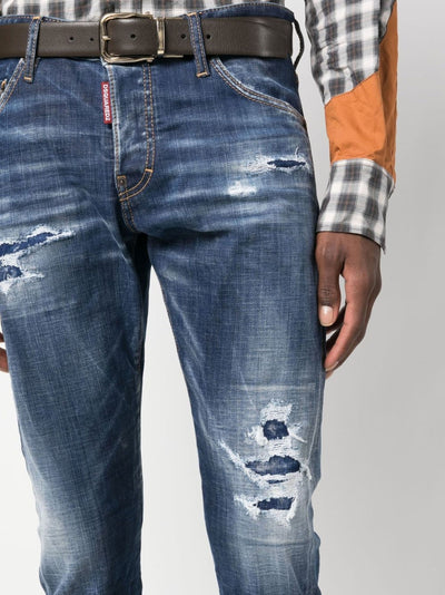 Dsquared2 1964 Patch Distressed Slim Jeans Blau