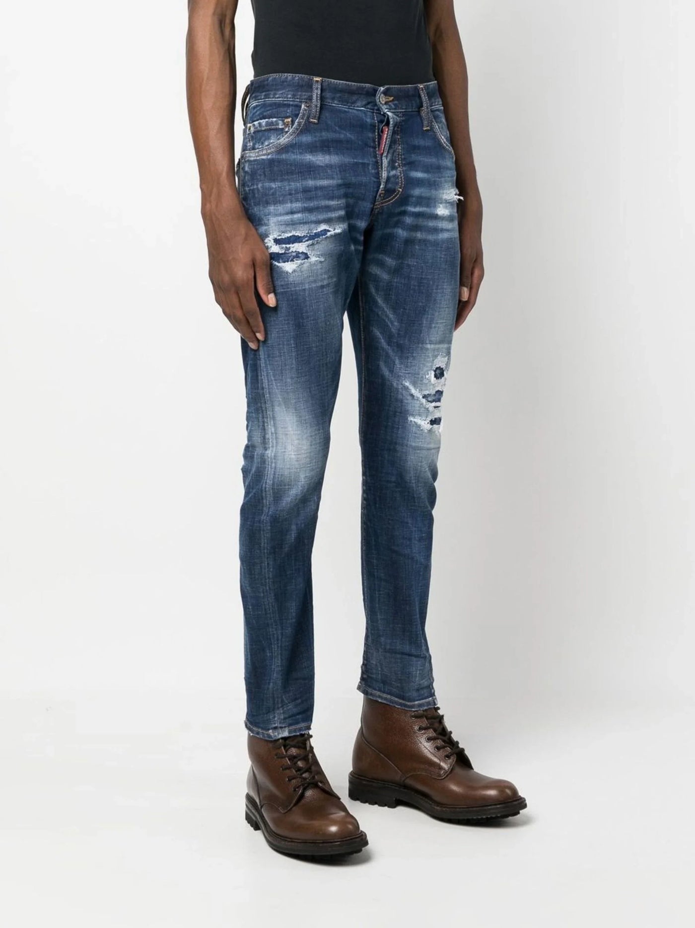 Dsquared2 1964 Patch Distressed Slim Jeans Blau