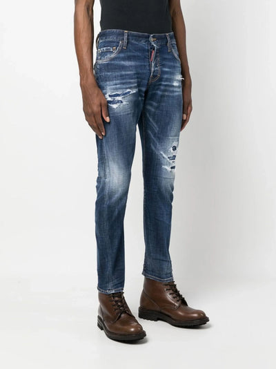 Dsquared2 1964 Patch Distressed Slim Jeans Blau
