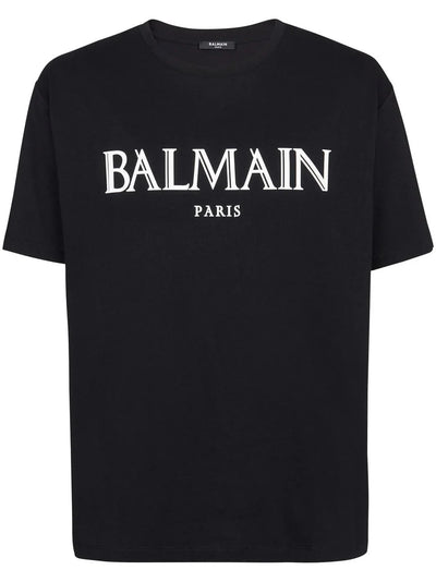 Balmain Oversize-T-Shirt mit römischem Gummilogo in Schwarz