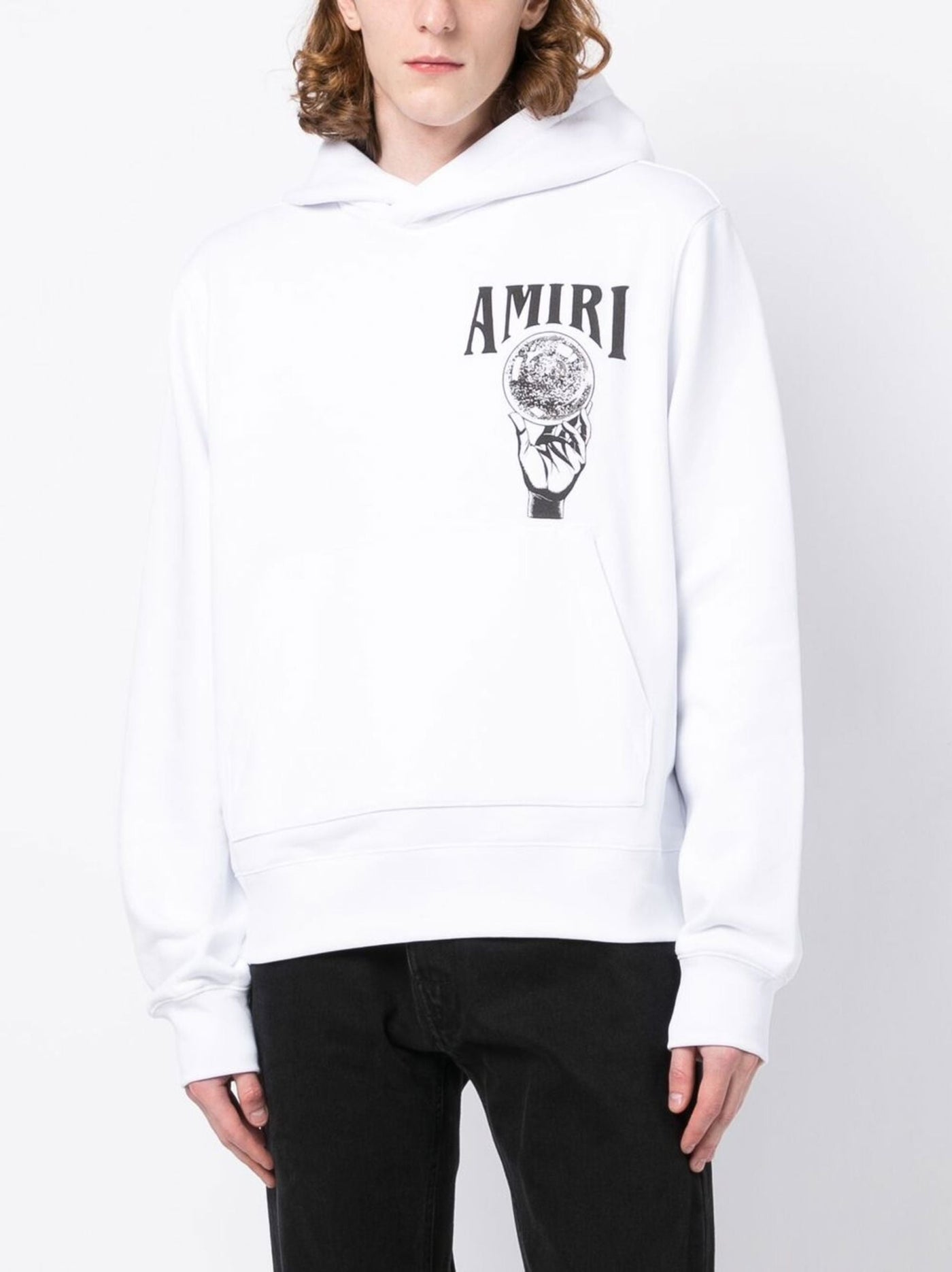 Amiri – Weißer Kapuzenpullover mit Kristallkugel-Logo