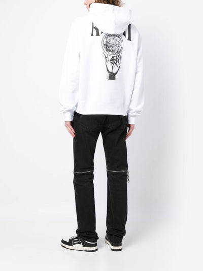 Amiri – Weißer Kapuzenpullover mit Kristallkugel-Logo