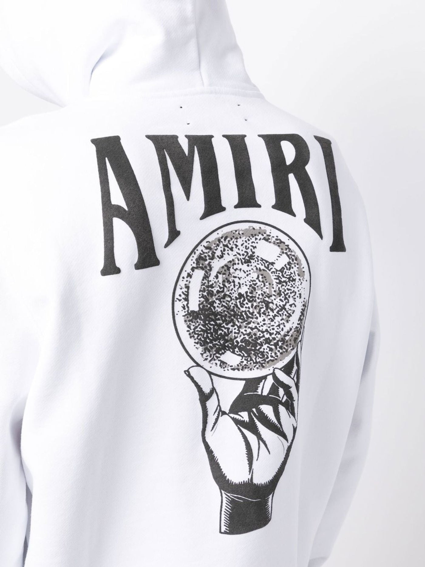 Amiri – Weißer Kapuzenpullover mit Kristallkugel-Logo