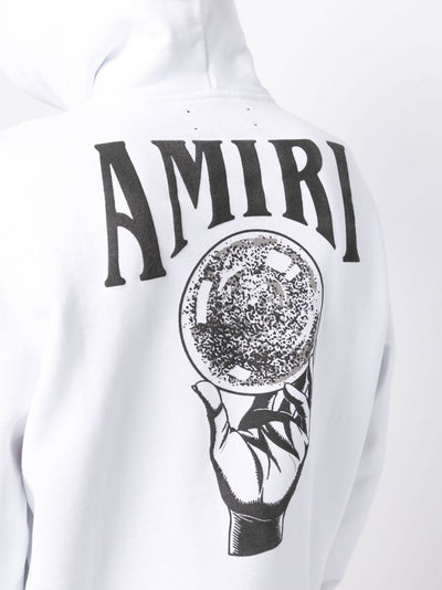 Amiri – Weißer Kapuzenpullover mit Kristallkugel-Logo
