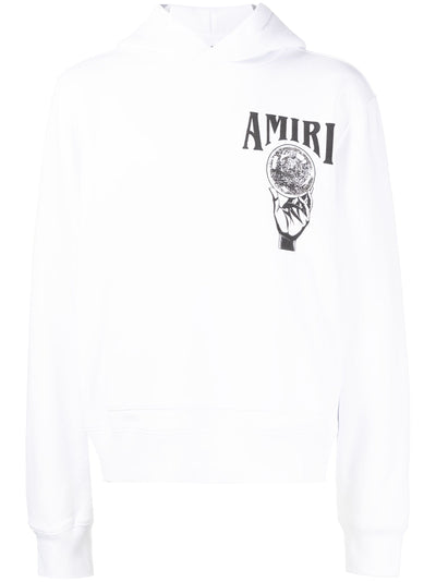 Amiri – Weißer Kapuzenpullover mit Kristallkugel-Logo
