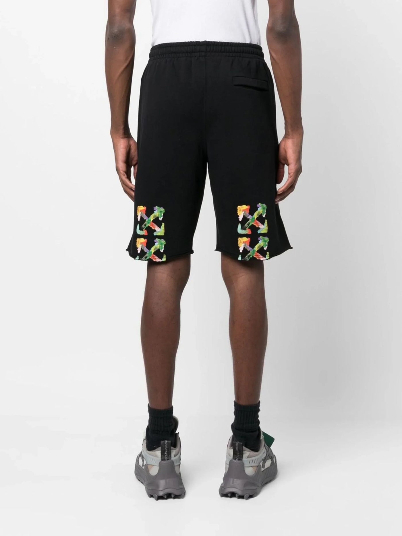Off-White – Schwarze Shorts mit Brush Arrows-Logo-Print