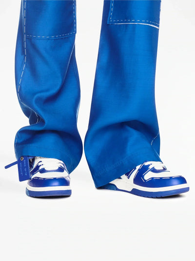 Off-White – Out of Office Sartorial – Blaue Leder-Sneaker mit Ziernähten