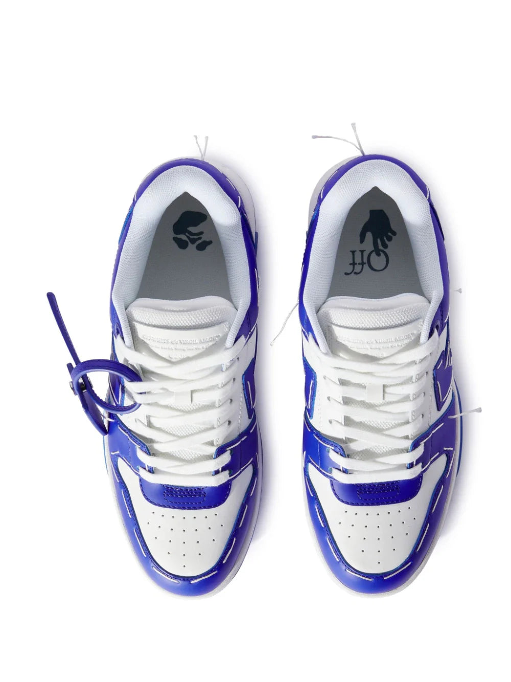 Off-White – Out of Office Sartorial – Blaue Leder-Sneaker mit Ziernähten
