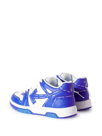 Off-White – Out of Office Sartorial – Blaue Leder-Sneaker mit Ziernähten