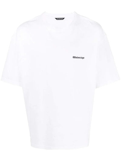 Balenciaga – Oversize-T-Shirt mit BB-Logo-Stickerei in Weiß