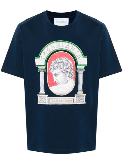 Casablanca – T-Shirt mit „La Medaille“-Print in Marineblau