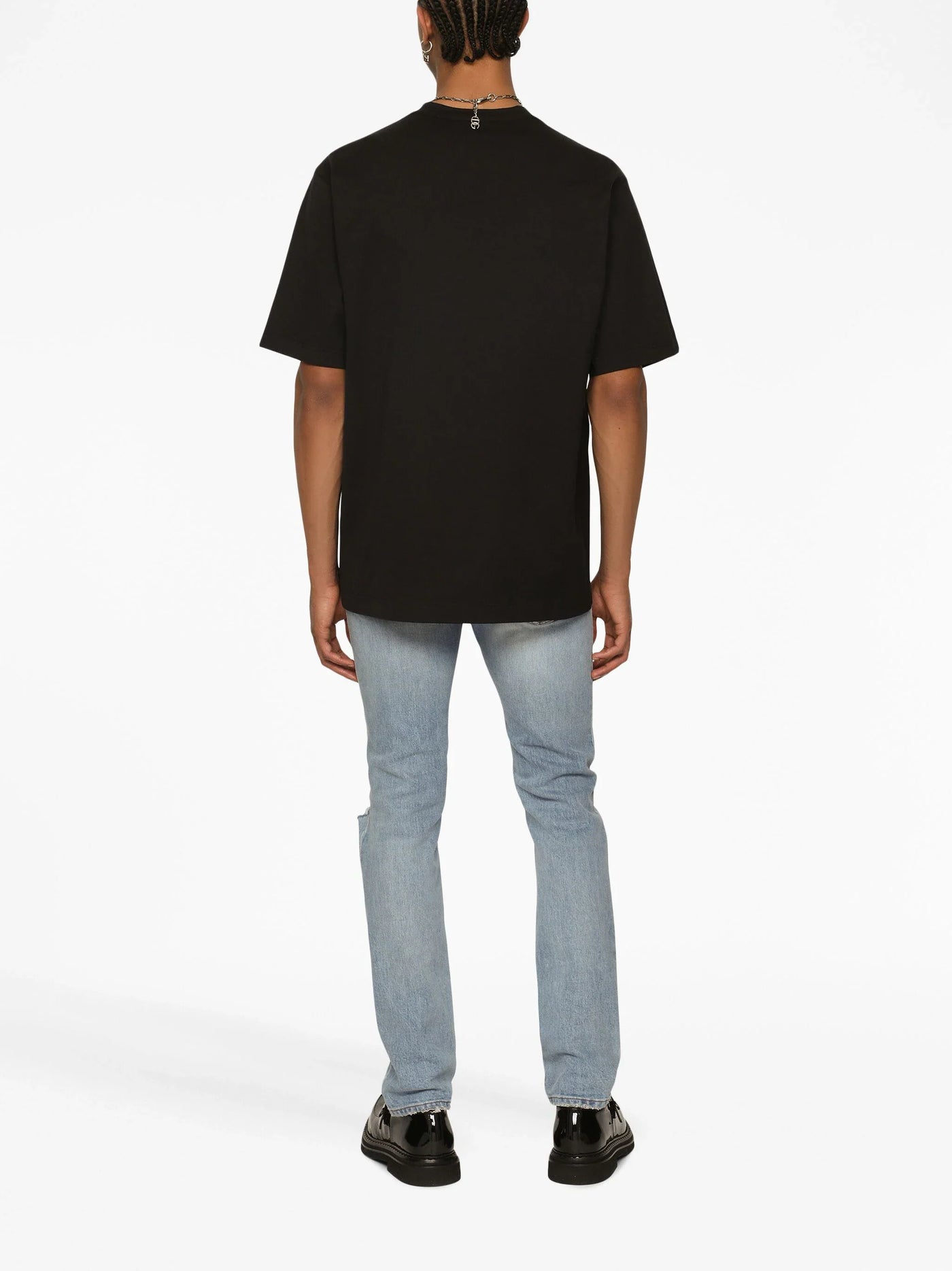 Dolce &amp; Gabbana – Schwarzes T-Shirt mit Interlock-DG-Logoprint