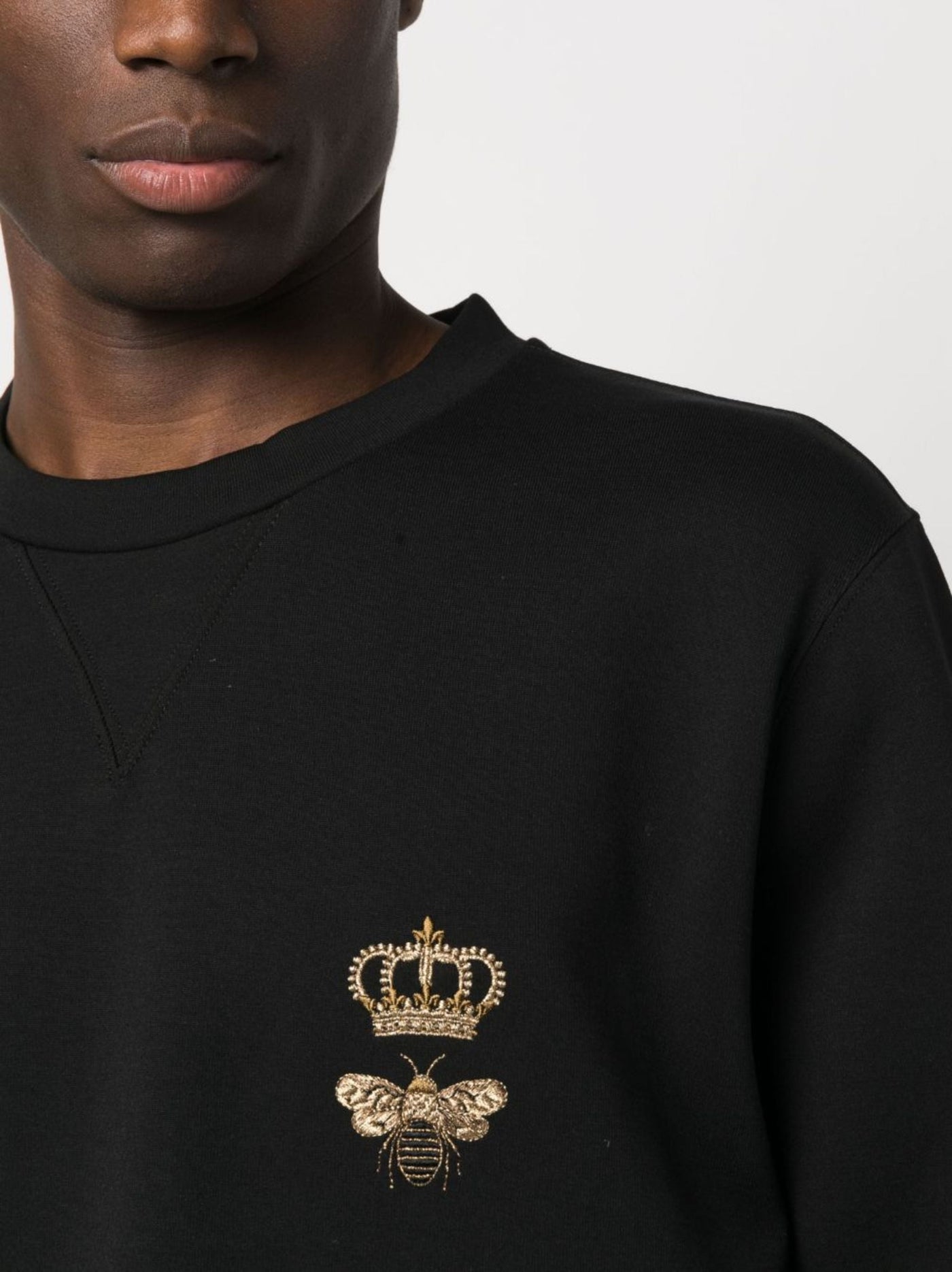 Dolce &amp; Gabbana – Schwarzes Sweatshirt mit Bienenlogo