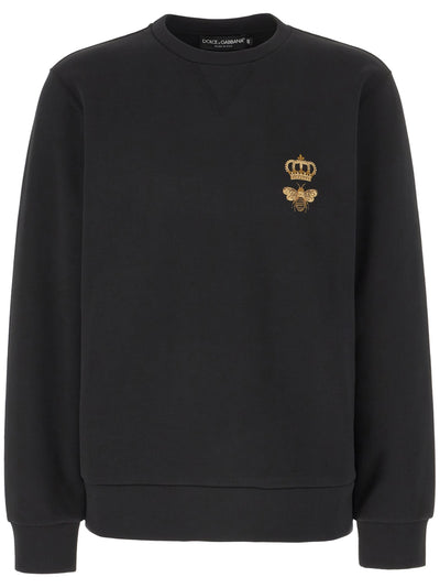 Dolce &amp; Gabbana – Schwarzes Sweatshirt mit Bienenlogo