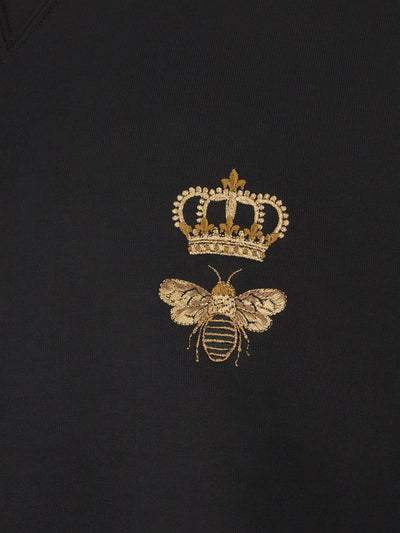 Dolce &amp; Gabbana – Schwarzes Sweatshirt mit Bienenlogo