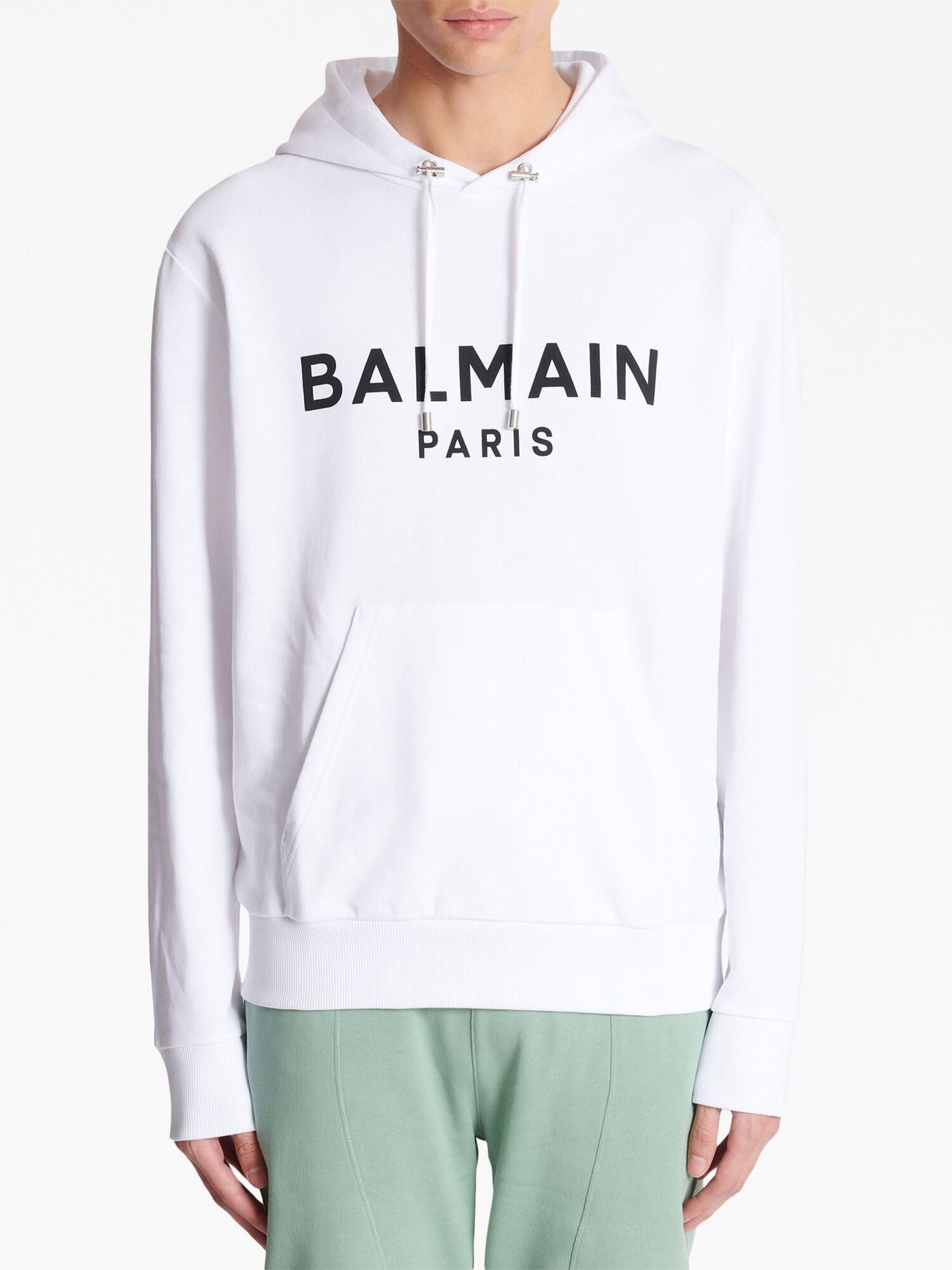 Balmain Paris – Weißer Kapuzenpullover mit Logo-Print