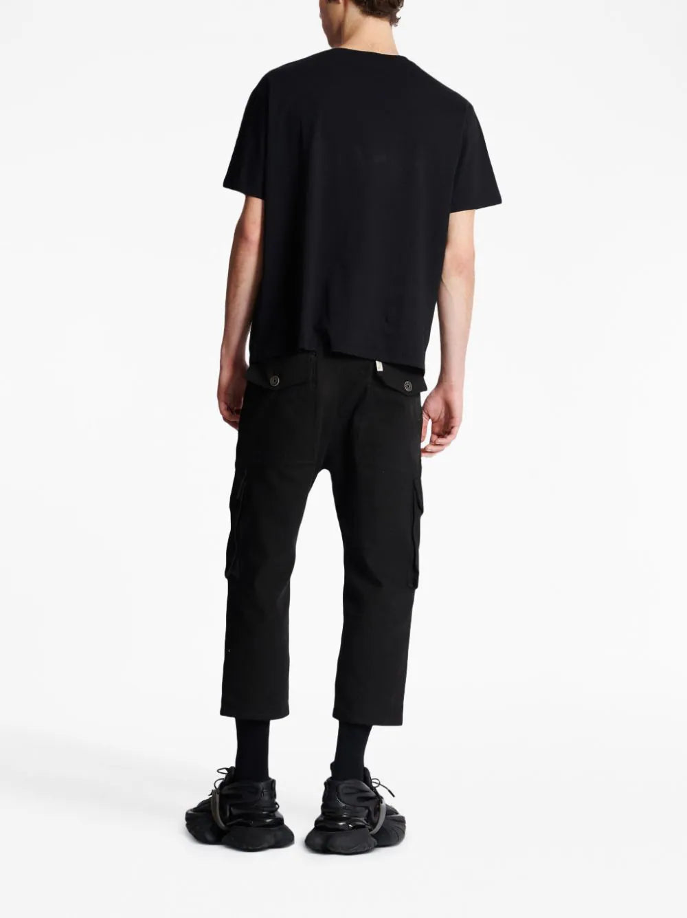 Balmain – Schwarzes T-Shirt mit Logo-Print im Stil der 70er 