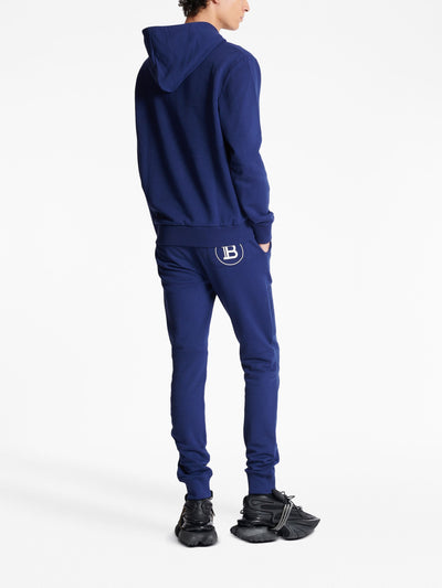 Balmain Paris – Kapuzenpullover mit Logo-Print in Marineblau