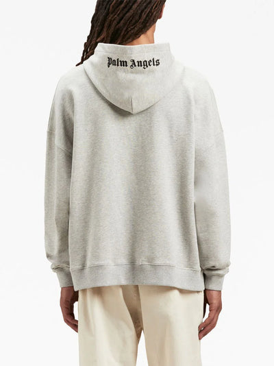 Palm Angels – Grauer Kapuzenpullover mit Logostickerei