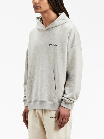 Palm Angels – Grauer Kapuzenpullover mit Logostickerei