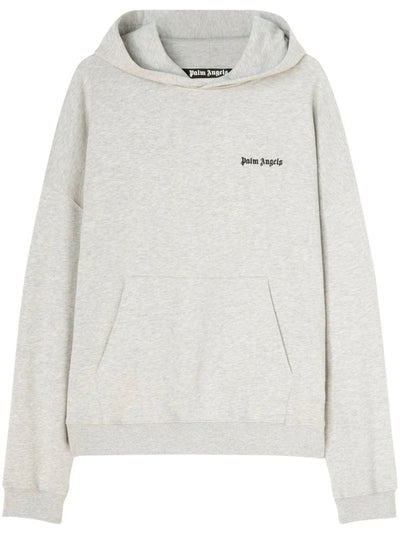 Palm Angels – Grauer Kapuzenpullover mit Logostickerei