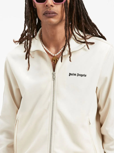 Palm Angels – Jacke mit Track-Logo-Print in Butter/Creme