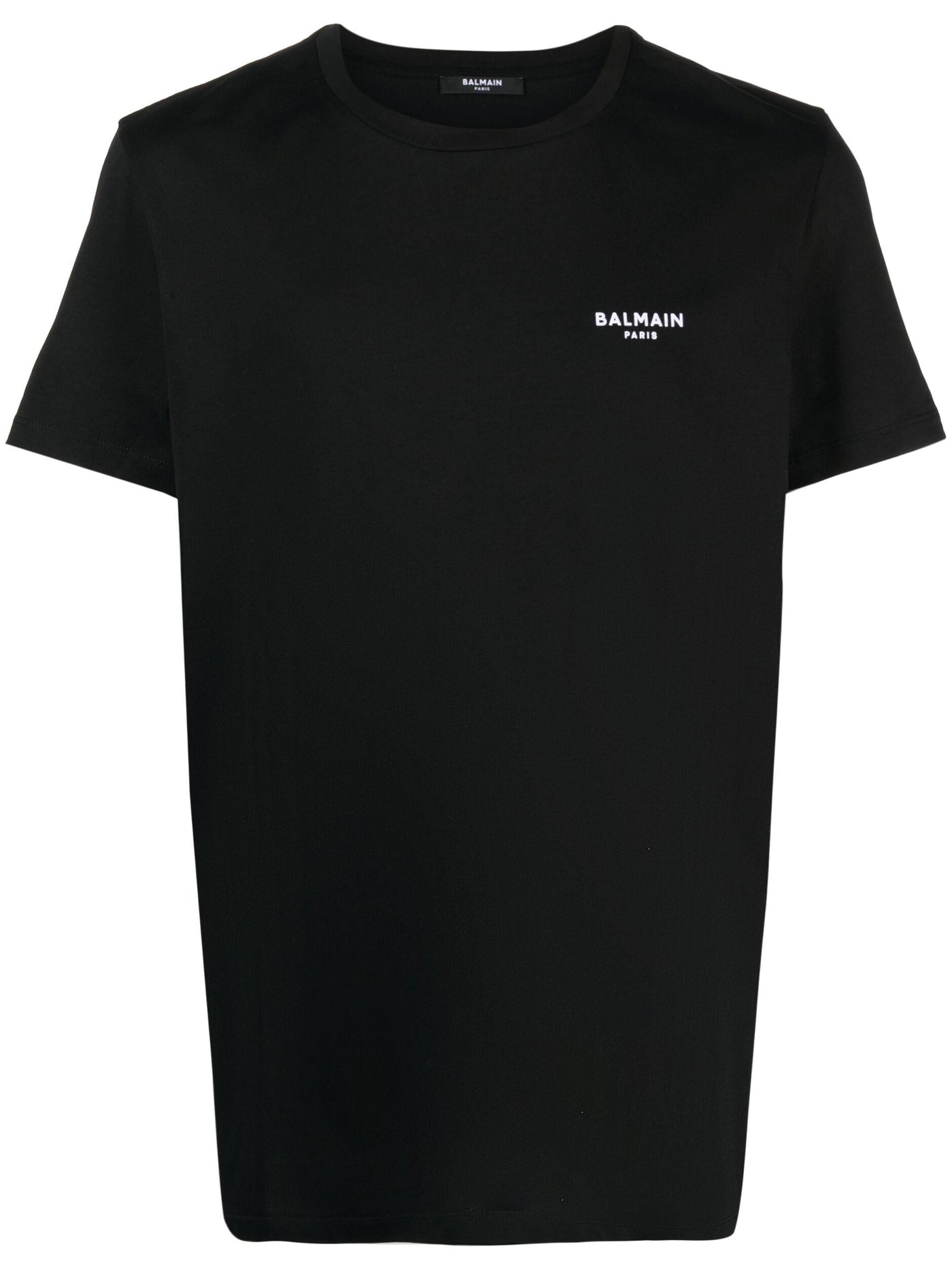 Balmain – Schwarzes T-Shirt mit kleinem Logo-Flockdruck 