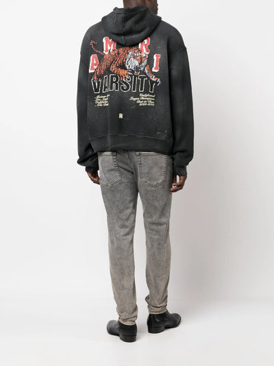 Amiri – Varsity Tiger Vintage – Verwaschener Kapuzenpullover in Schwarz 